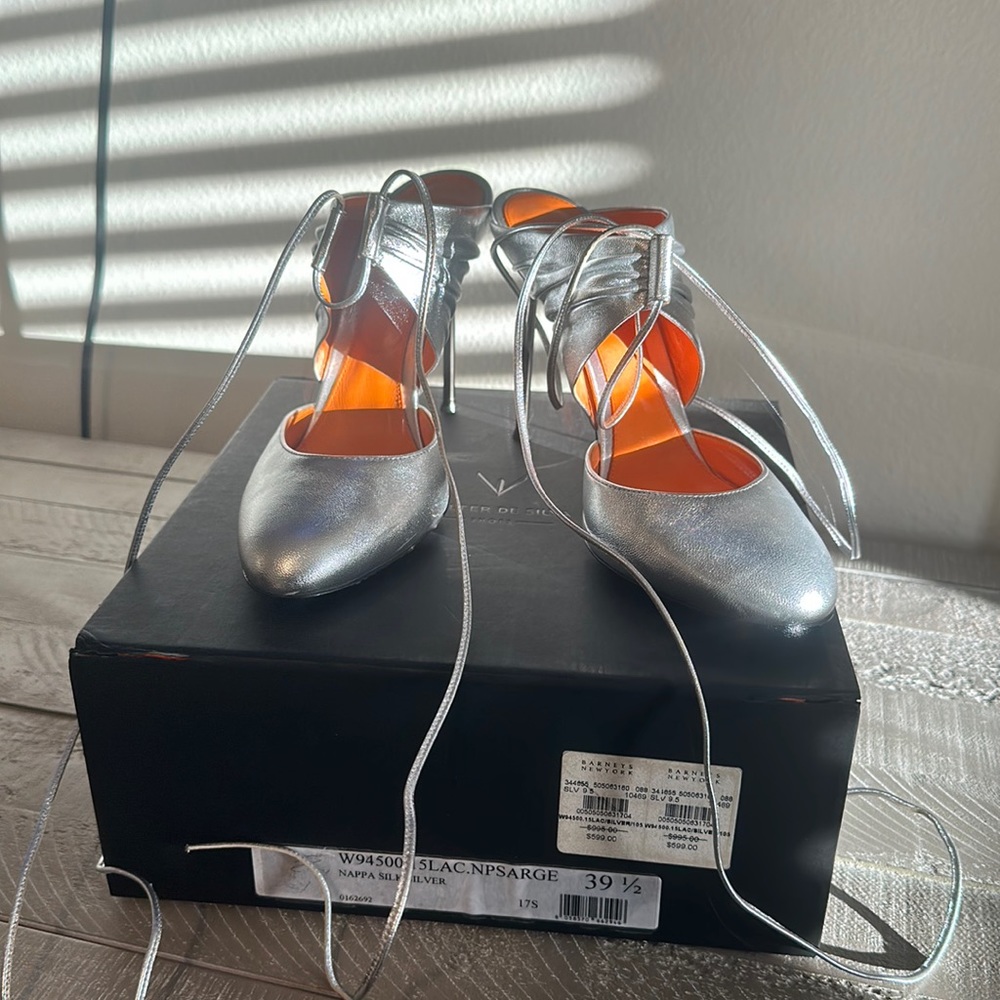 Walter De Silva Napa Silk Silver Heels